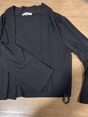 Calvin Klein Black Open-Front Cardigan Top - cropped